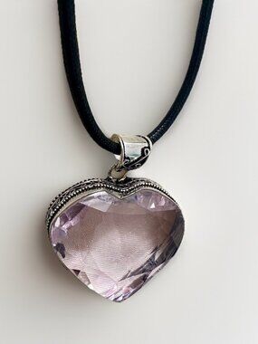 925 Sterling Silver Rose Topaz Heart Necklace Pendant Gemstone Womens Jewelry 2”